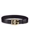 Dolce & Gabbana Women's Dg Logo Leather Belt In Black