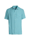 Loro Piana Oliver Mc Arizona Linen Short-sleeve Shirt In Stillwater