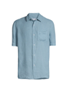 Loro Piana Oliver Mc Arizona Linen Short-sleeve Shirt In Pearl Blue