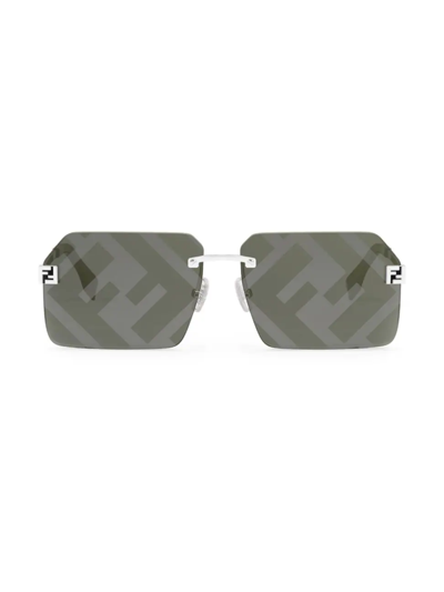 FENDI MEN'S FF LOGO PRINT 59MM SQUARE SUNGLASSES