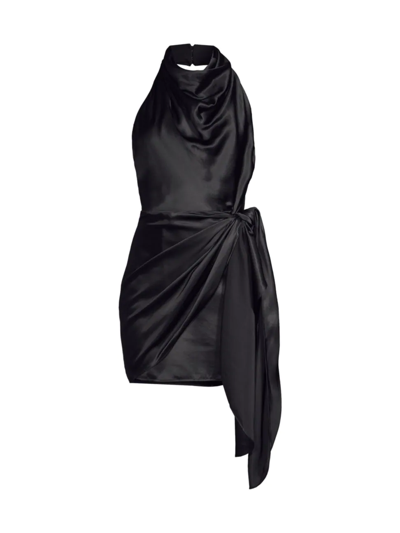 Aiifos Alexandra Draped Halterneck Minidress In Black