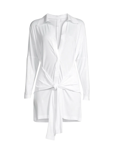 Norma Kamali Tie-front Minidress In White