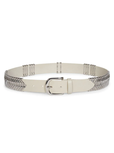 Isabel Marant Tehora Embellished Leather Belt In Chalk