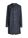 Rains Waterproof Hooded Long Rain Jacket In 47 Navy