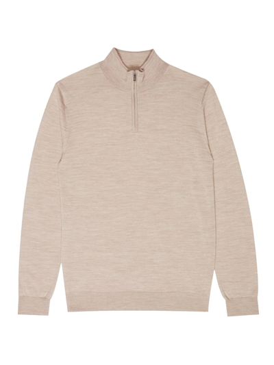 Reiss Blackhall Quarter-zip Sweater In Blackhall Wheat Melange
