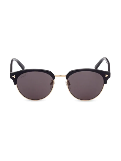 Bally Browline 54mm Round Sunglasses In Black