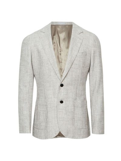 Reiss Oatmeal Slim Fit Single Breasted Check Blazer