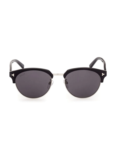 Bally Browline 54mm Round Sunglasses In Black