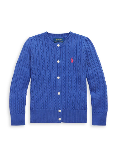 Polo Ralph Lauren Kids' Girl's Cable-knit Cotton Cardigan In Royal Blue