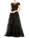 Mac Duggal Beaded & Floral-embroidered Gown In Black