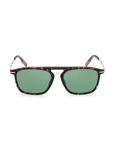 Zegna Rectangular Tortoiseshell 56mm Sunglasses In Brown