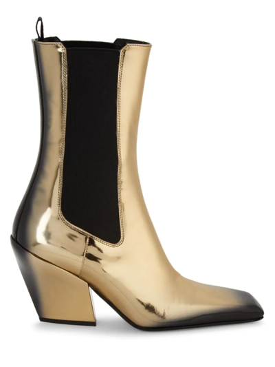 Prada Metallic Square-toe Chelsea Booties In Platino