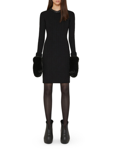 Givenchy Ribbed-knit Wool Dress In Black