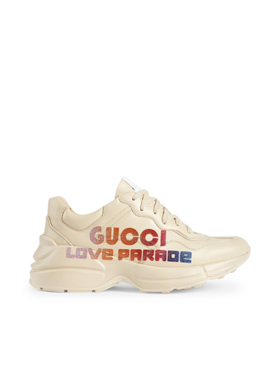 Gucci Rhyton Leather Glitter Logo Sneakers In New