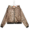 Philipp Plein Junior Leopard-print Zip-up Hooded Jacket In Neutrals