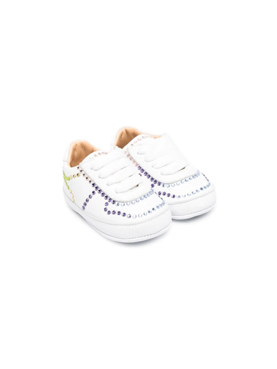 Philipp Plein Babies' Crystal-embellished Low-top Sneakers In White