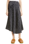 Vince Polka Dot Silk Midi-skirt In Deep Marine