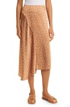 Vince Textured Dot Satin Midi Skirt In Honey