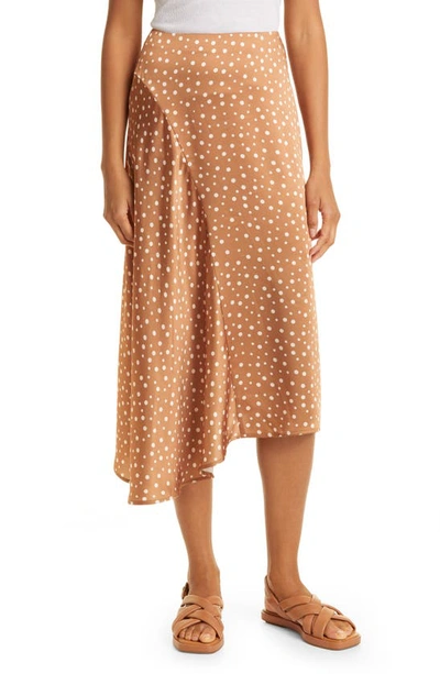 Vince Textured Dot Satin Midi Skirt In Honey