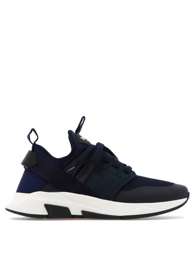 Tom Ford Navy Blue Canvas Sneakers
