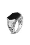 John Hardy Asli Classic Chain Signet Ring In Silver/ Black Onyx
