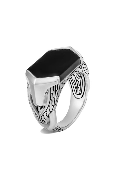 John Hardy Asli Classic Chain Signet Ring In Silver/ Black Onyx