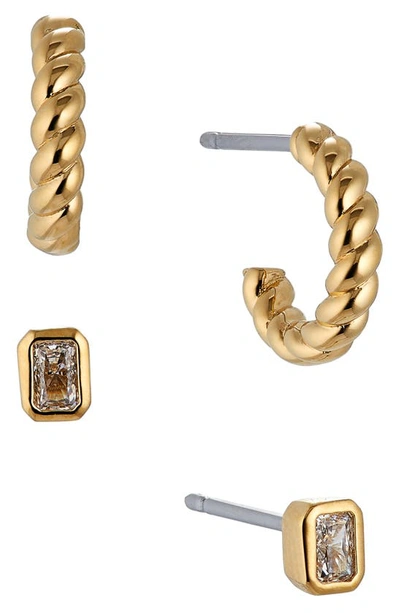 Nadri Golden Hour Cubic Zirconia Stud & Huggie Hoop Earrings In 18k Gold Plated, Set Of 2