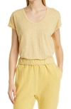 Frame Easy Scoop Neck Organic Linen T-shirt In Cornsilk