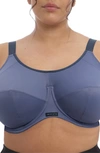 Elomi Full Figure Energise Moisture Wicking Underwire Sports Bra El8041, Online Only In Vintage Denim