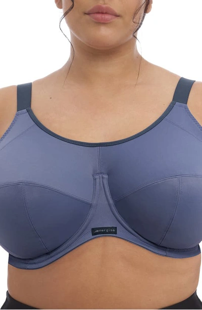 Elomi Full Figure Energise Moisture Wicking Underwire Sports Bra El8041, Online Only In Vintage Denim