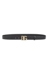 Dolce & Gabbana Dg Logo Leather Belt In Black