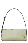Tory Burch Mcgraw Pebble Leather Wedge Shoulder Bag In Pine Frost