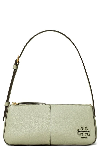 Tory Burch Mcgraw Pebble Leather Wedge Shoulder Bag In Pine Frost