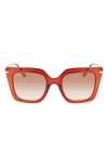Ferragamo Gancini 51mm Rectangular Sunglasses In Transparent Brown