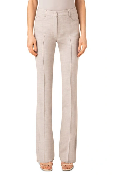 Akris Punto Faye Pintucked Bootcut Stretch Crepe Trousers In Beige