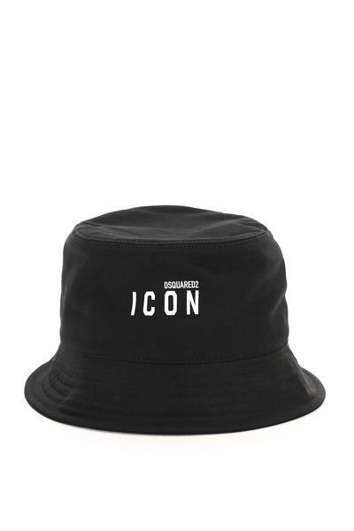 Dsquared2 Icon Logo Print Bucket Hat In Black