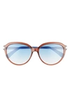 Longchamp Le Pliage 56mm Gradient Tea Cup Sunglasses In Brown/blue