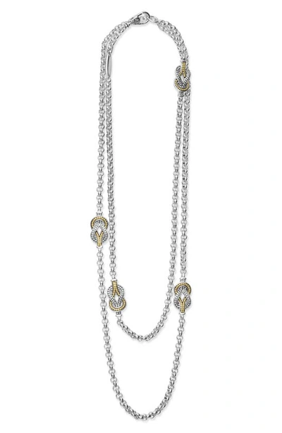 Lagos Newport 4-station 4mm Rolo Chain Link Necklace In Silver Gold