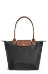 Longchamp Medium Le Pliage Nylon Shoulder Tote In Black