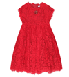 Dolce & Gabbana Crystal-flower Floral-lace Dress In Rosso Brillante