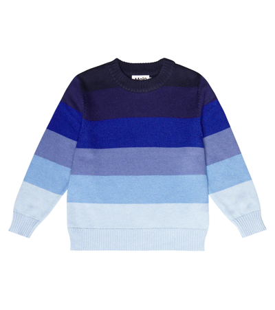 Molo Kids' Berge Cotton And Wool Jumper In Blue