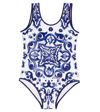 Dolce & Gabbana Girl's Mediterraneo Majolica One-piece Swimsuit In Maiolica 1