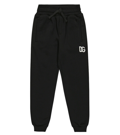 Dolce & Gabbana Kids' Logo Cotton Jersey Sweatpants In Black