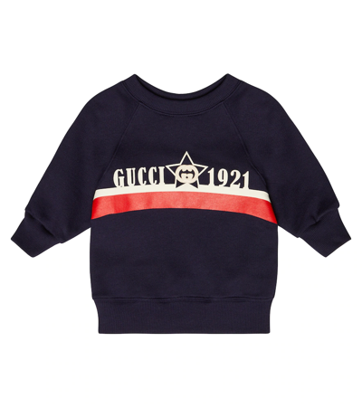 Gucci Baby Printed Cotton Sweatshirt In Blue