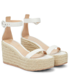 Gianvito Rossi Lambskin Ankle-strap Wedge Espadrille Sandals In White+naturale