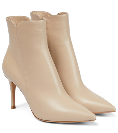 Gianvito Rossi Levy 85mm Pointed Toe Ankle Boots In Mousse