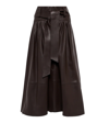 VINCE BELTED LEATHER MIDI SKIRT