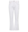 Citizen Of Humanity Isola High Waist Fray Hem Crop Bootcut Jeans In Plaster