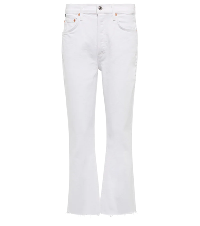 Citizens Of Humanity Isola Mid-rise Cropped Bootcut Jeans In White
