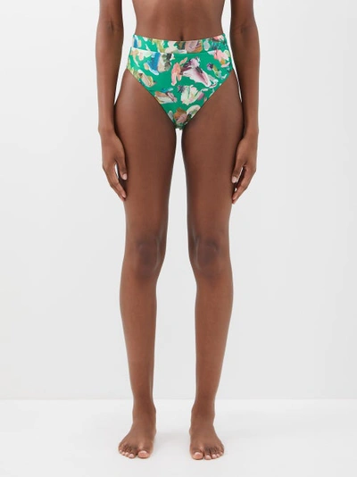 Ale Mais Arlo High-rise Floral-print Bikini Briefs In Green Multi